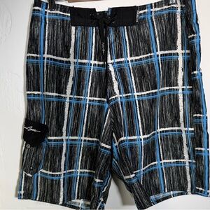 Maui and Sons Black and Blue Checkered Board Shorts